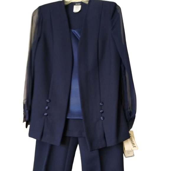 Helene Blake Evenings Women's Navy Formal Pantsuit - Picture 1 of 7